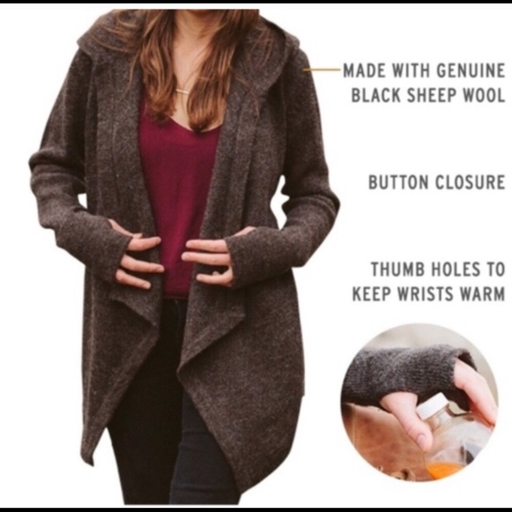 Betabrand Black Sheep Hooded Cardigan